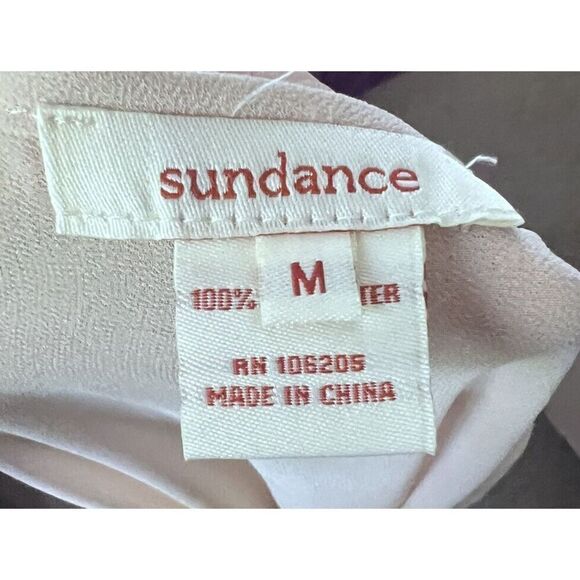 Sundance Womens Medium Peasant Top Ivory Embroidered Beaded Tie Neck Sheer - Picture 5 of 7